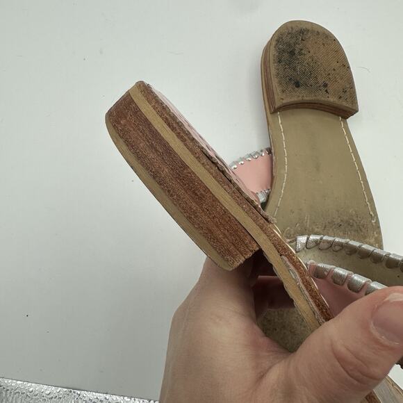 Jack Rogers Pink And Silver Leather Sandals Sz 7M USA HandMade - Picture 8 of 14